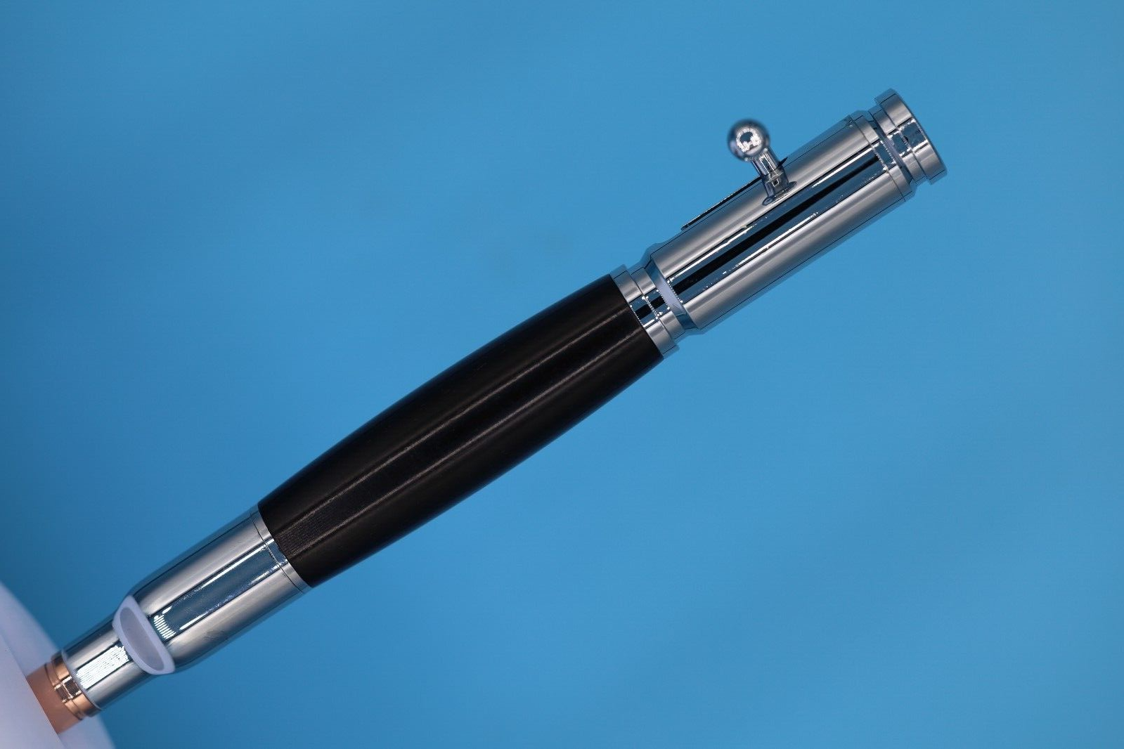 Bolt Action Pen in Popular Chrome Finish Trim with Blackwood and 30 Caliber Tip