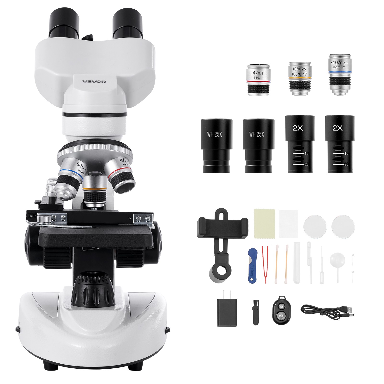 VEVOR Professional Binocular Compound Microscope Kit 40-2000X Magnification