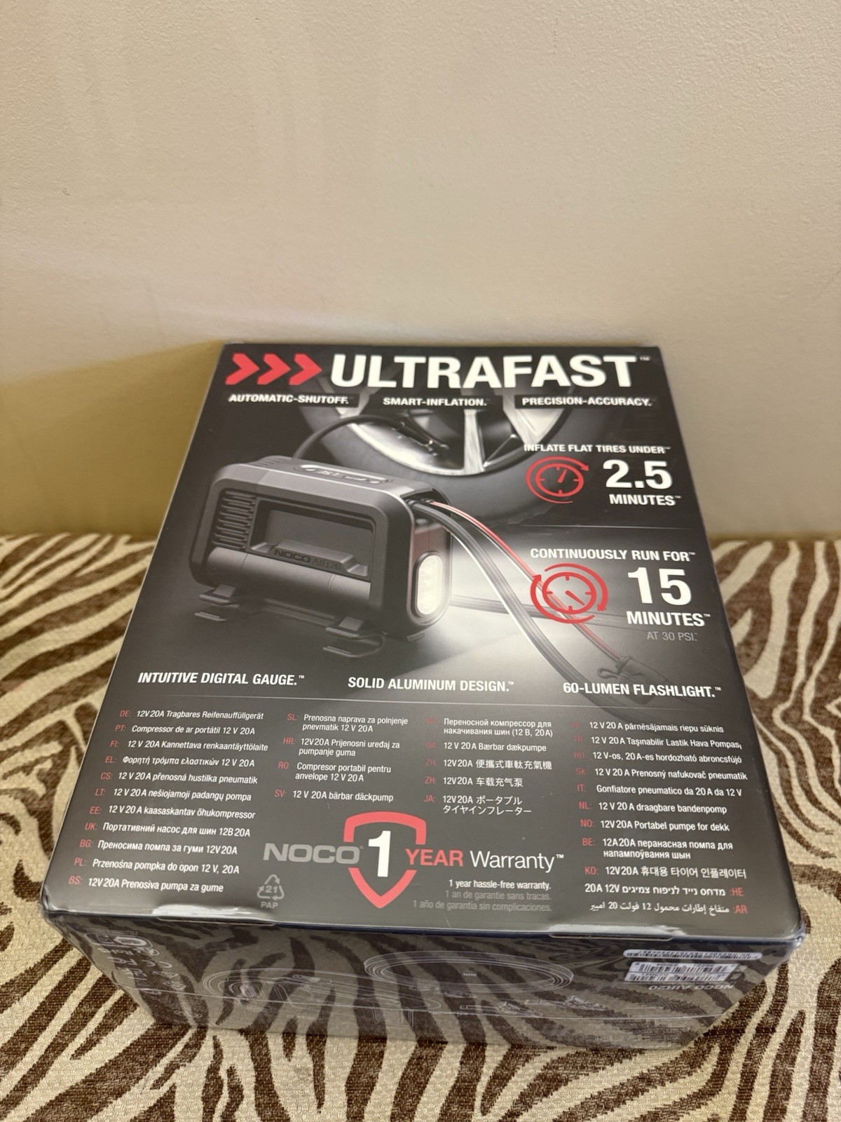 NOCO AIR20 UltraFast 20A 100 PSI 12V Portable Tire Inflator and Air Compressor
