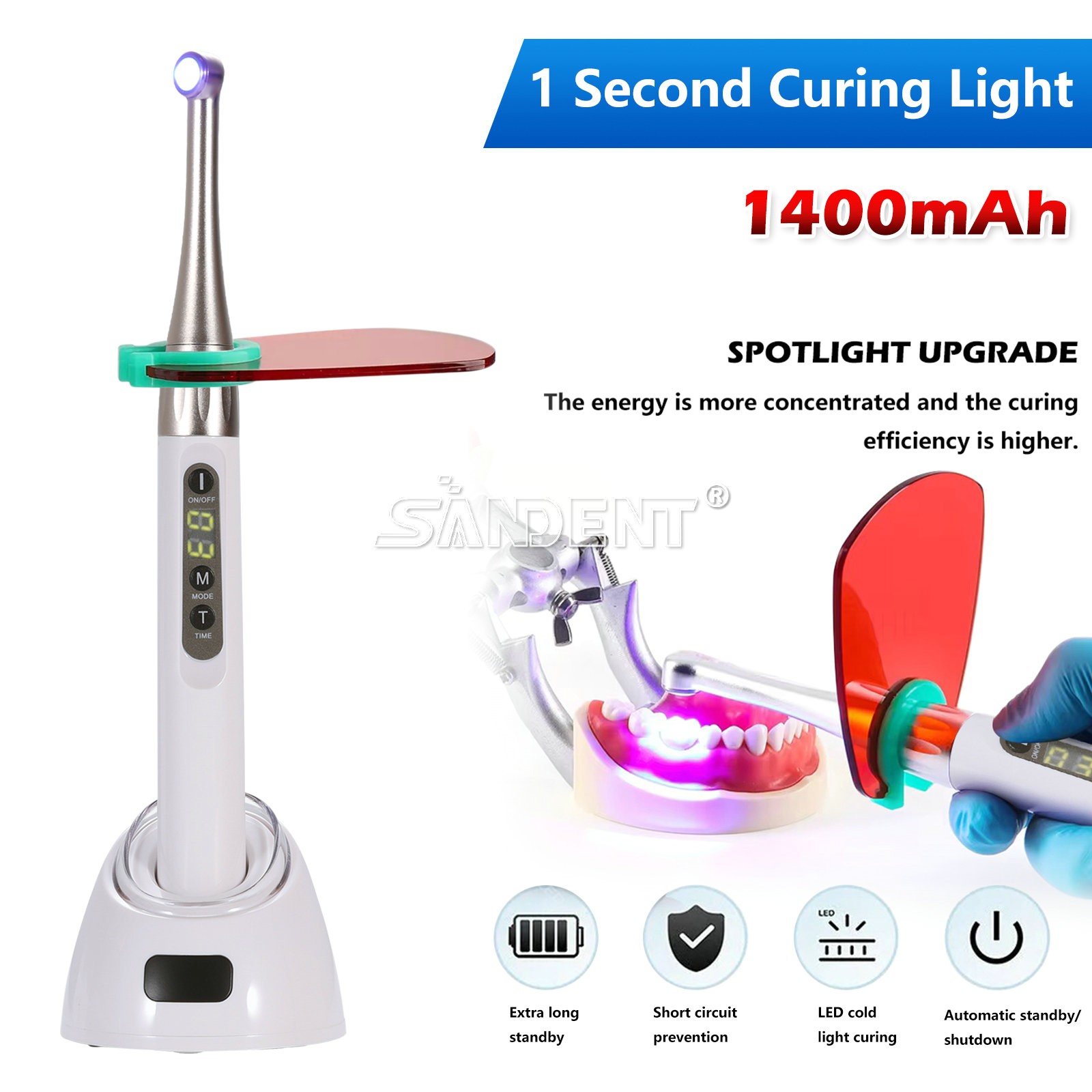 Dental Woodpecker Style iLED Wireless Curing Light Lamp 1 Sec Cure
