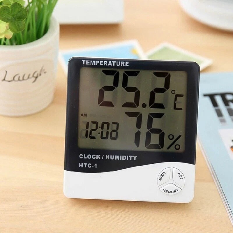 2 Packs Digital LCD Hygrometer Thermometer Humidity Temperature Alarm Clock