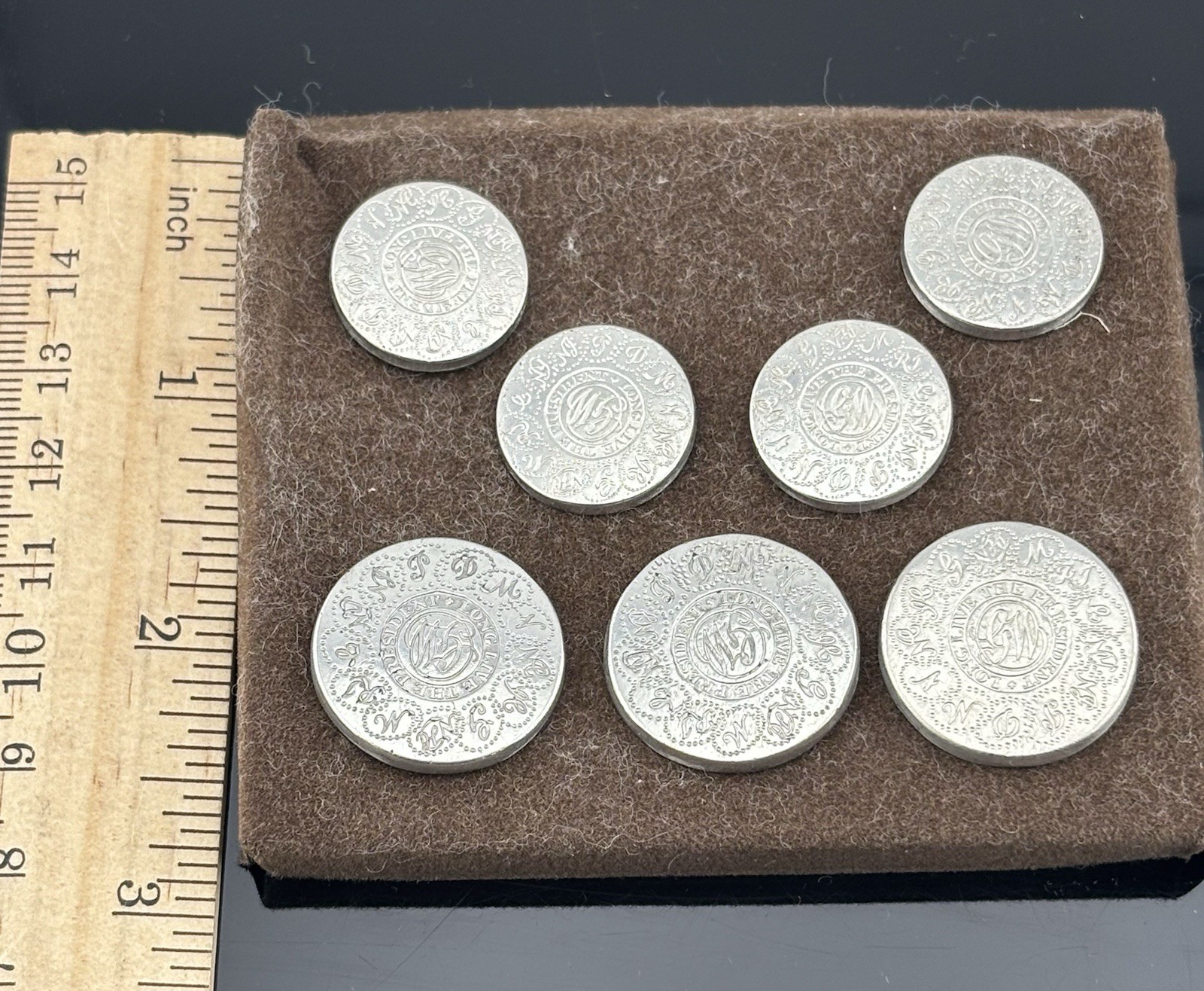 VTG Stieff Smithsonian Series Washington Inaugural Pewter Blazer Buttons in Box