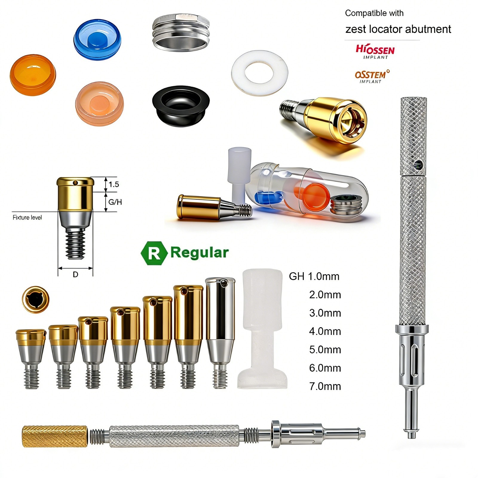 US Dental Zest locator Regular Platform fit Hiossen ET φ 4.0/4.5/5.0mm Implants