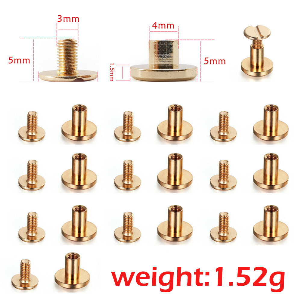 Flat Belt Screw Leather Craft Chicago Nail Brass Solid Rivet Stud Heads