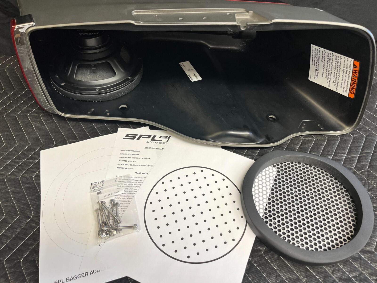 8" Rear Harley Saddlebag Speaker Mounting Ring Adapters w/GRILLS 2014-2023