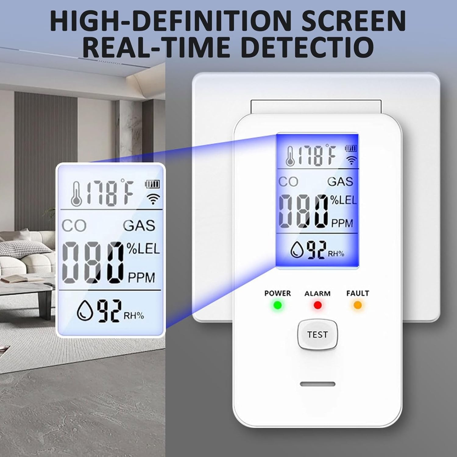 Steadfast haven co detector, 4-in-1 Detector with HD Screen, Home, Apartment