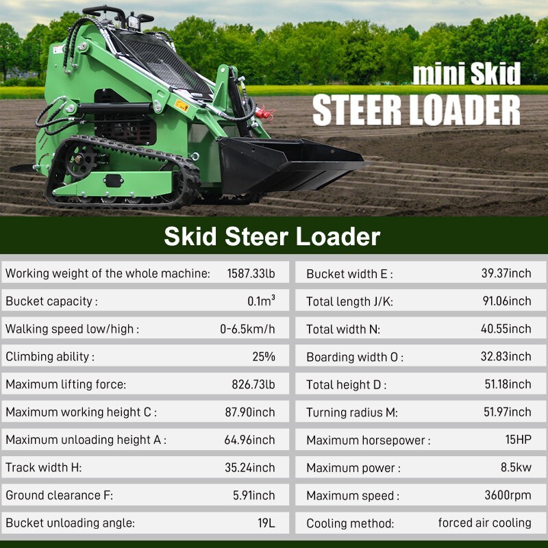 Mini Skid Steer Loader13.5 hp Hydraulic System Electric Start 2025 New For Sale