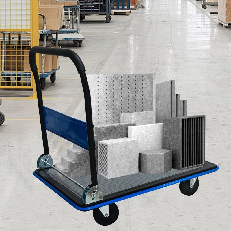 660lbs Flatbed Cart, Blue Foldable Cart Dolly 35.4"X23.6" Platform Hand Truck