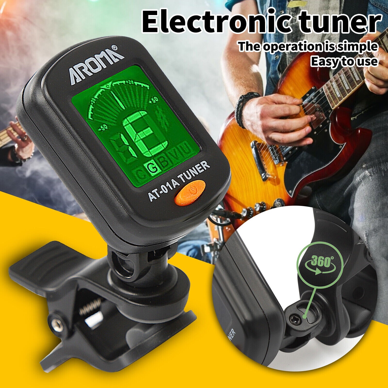 Tuner LCD Clip On Chromatic Acoustic Electric Guitar Bass Ukulele Banjo Violin