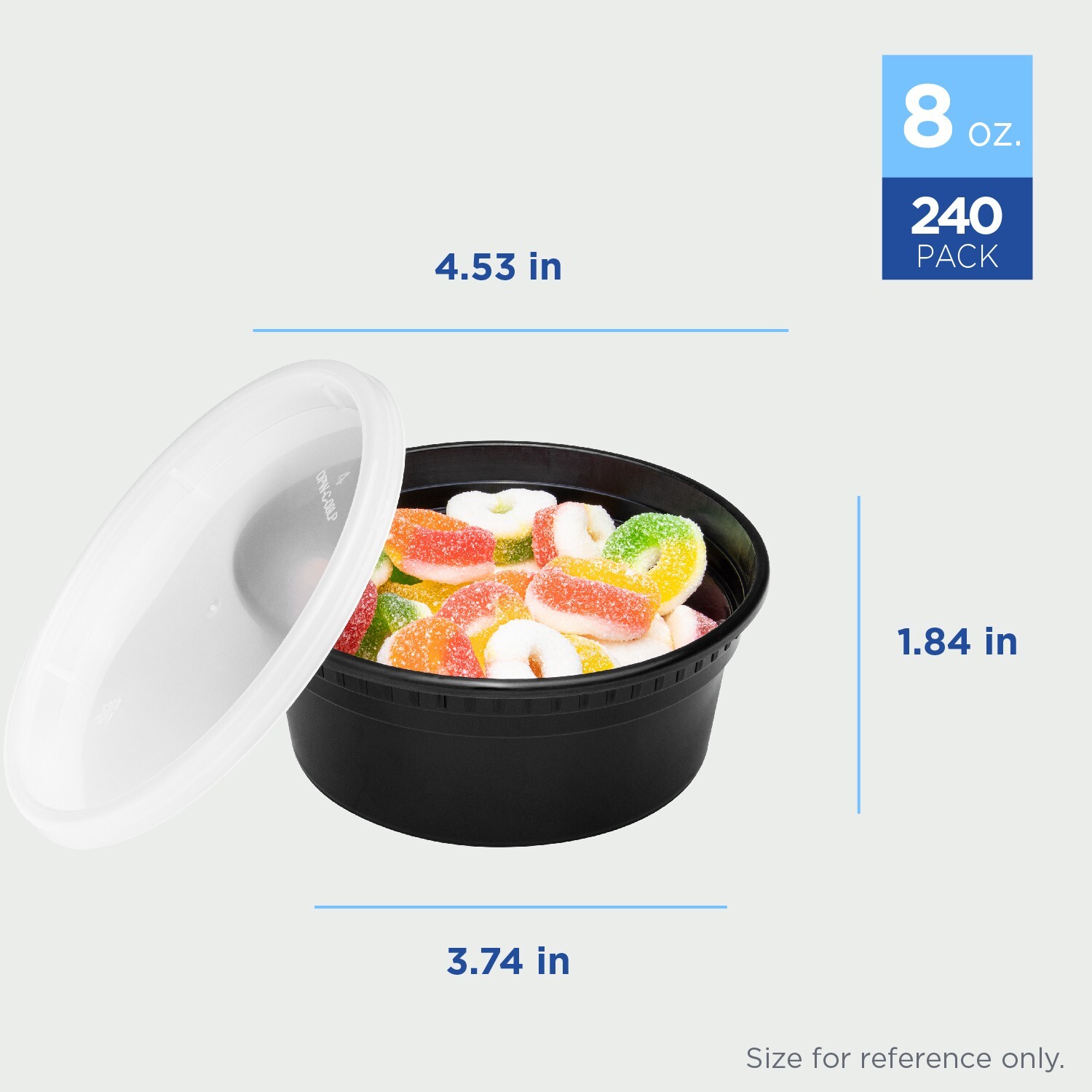 Karat 8 oz Black PP Injection Molded Round Deli Containers with Lids - 240 Sets