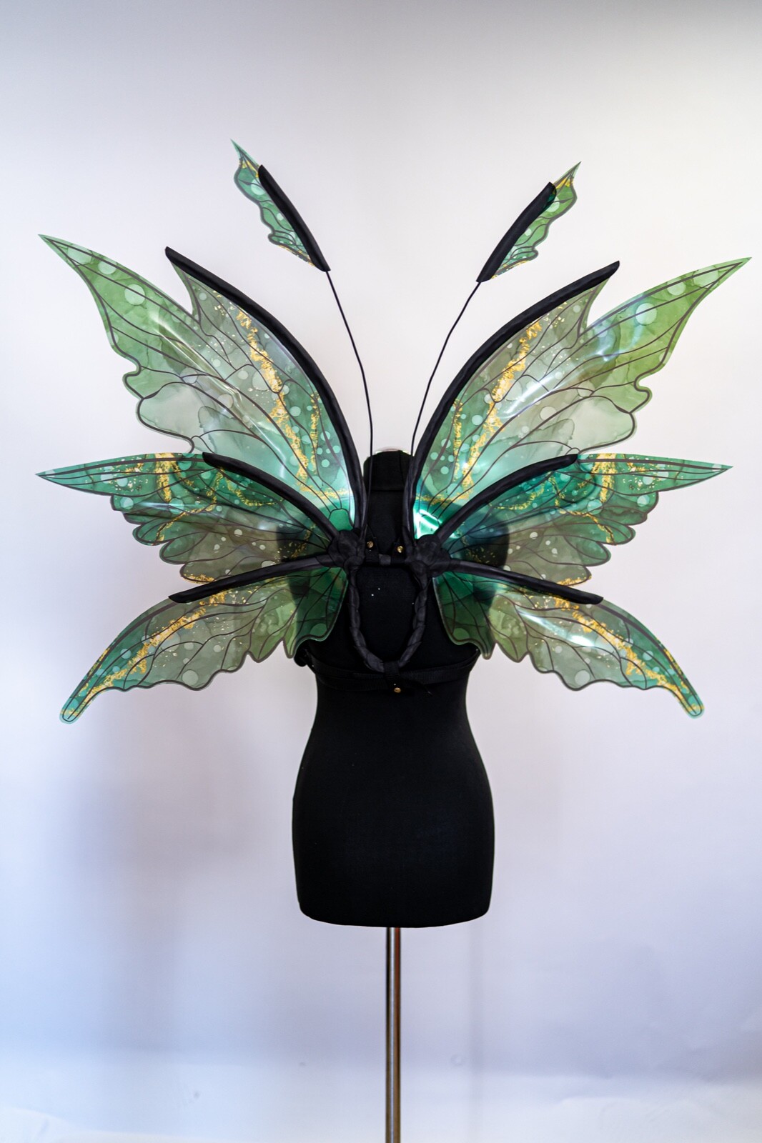 Green Fairy Wings Costume For Adult Butterfly Elf Cosplay Iridescent Halloween
