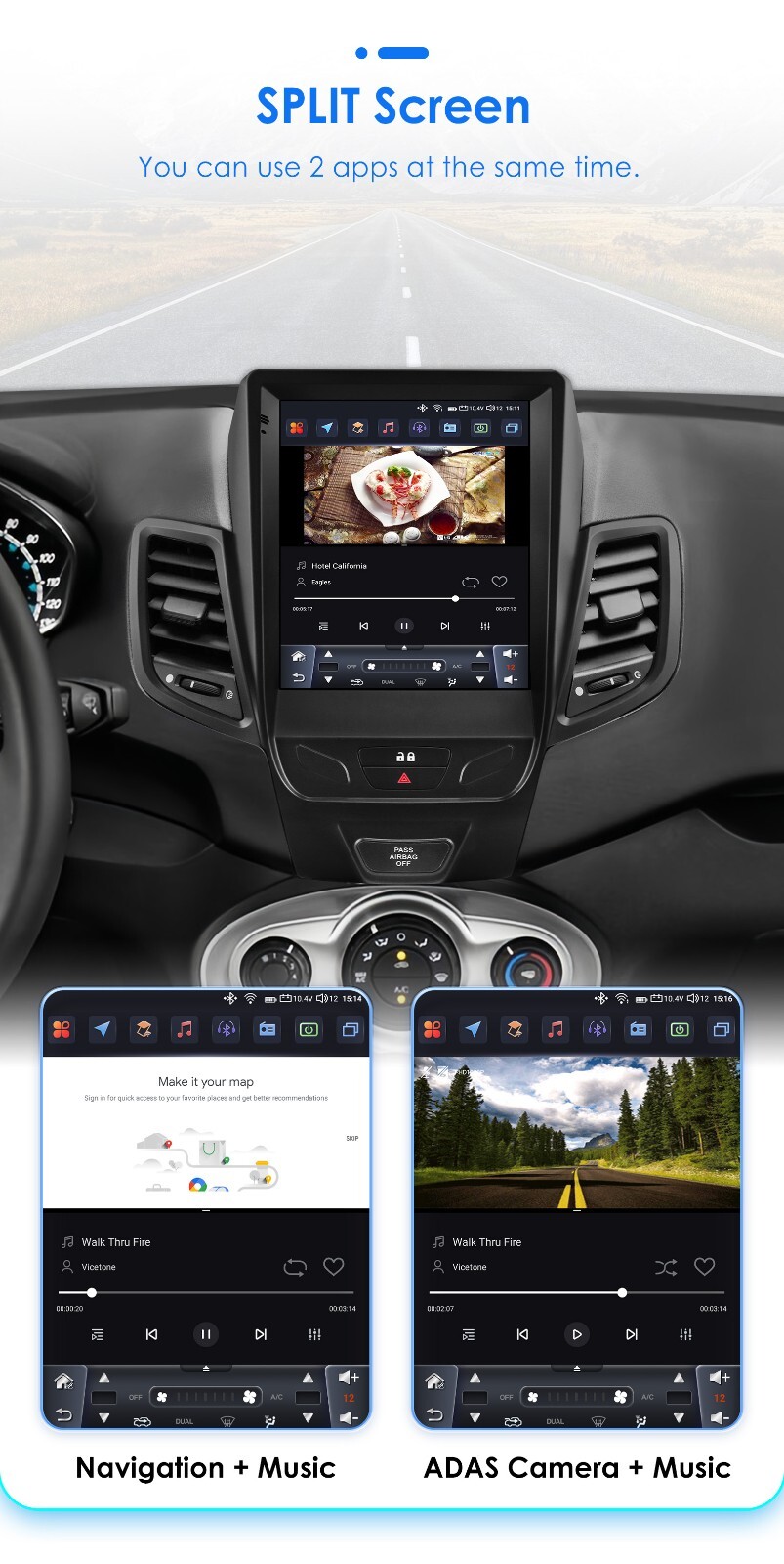 For 2009-2016 Ford Fiesta 9.7" Screen Stereo Radio Android 14 GPS Navi Carplay E