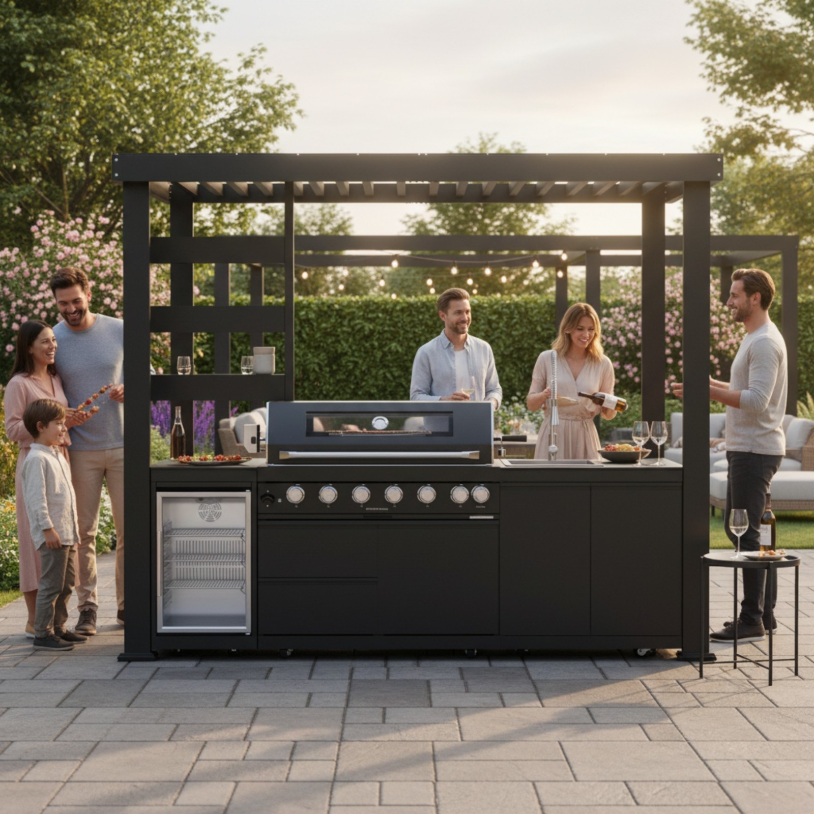 108" 6-Burner 85K BTU Stainless Steel Gas Outdoor Barbecue Island Kitchen Island