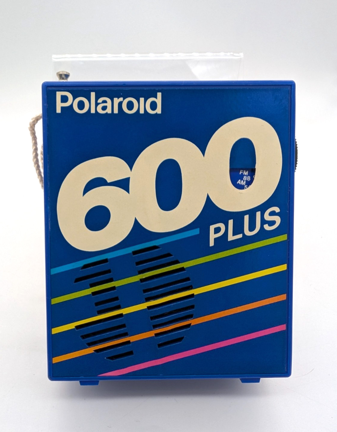 Vintage Polaroid 600 Plus Blue AM FM Promotional Radio With Box Tested - WORKS