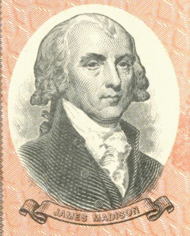 UNITED STATES $200 NICE VIGNETTE OF JAMES MADISON SAVINGS BOND - CANCELLED!