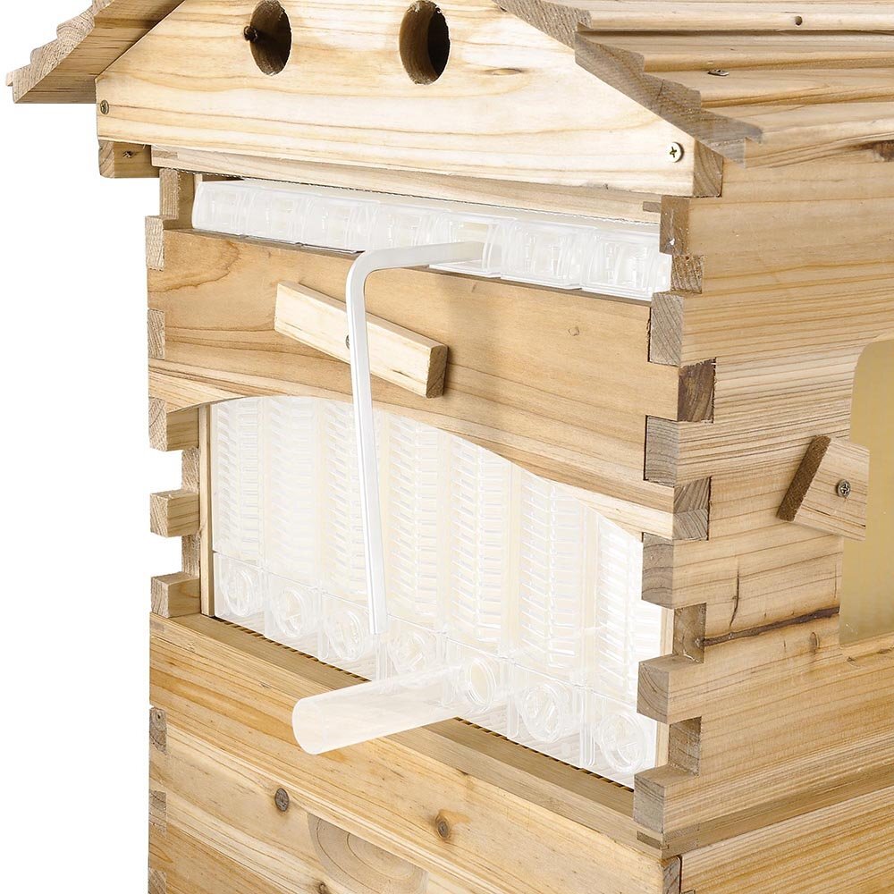 Auto Bee Hives Beekeeping Box Comb Honey House +7 Beekeeping Frames + Hive Stand