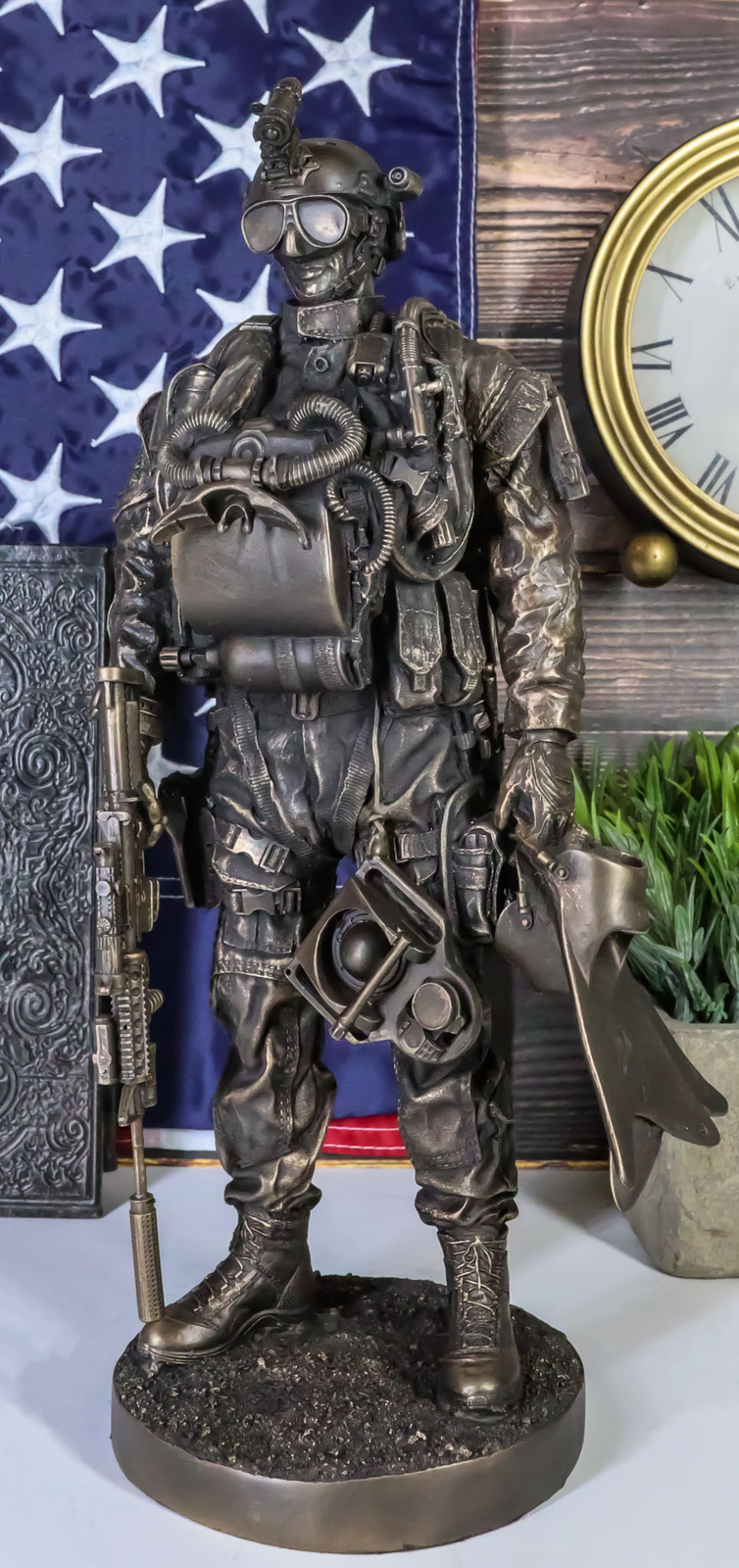Large Military Navy Seal Statue 12.75"Tall Special Task Force Unit Soldier