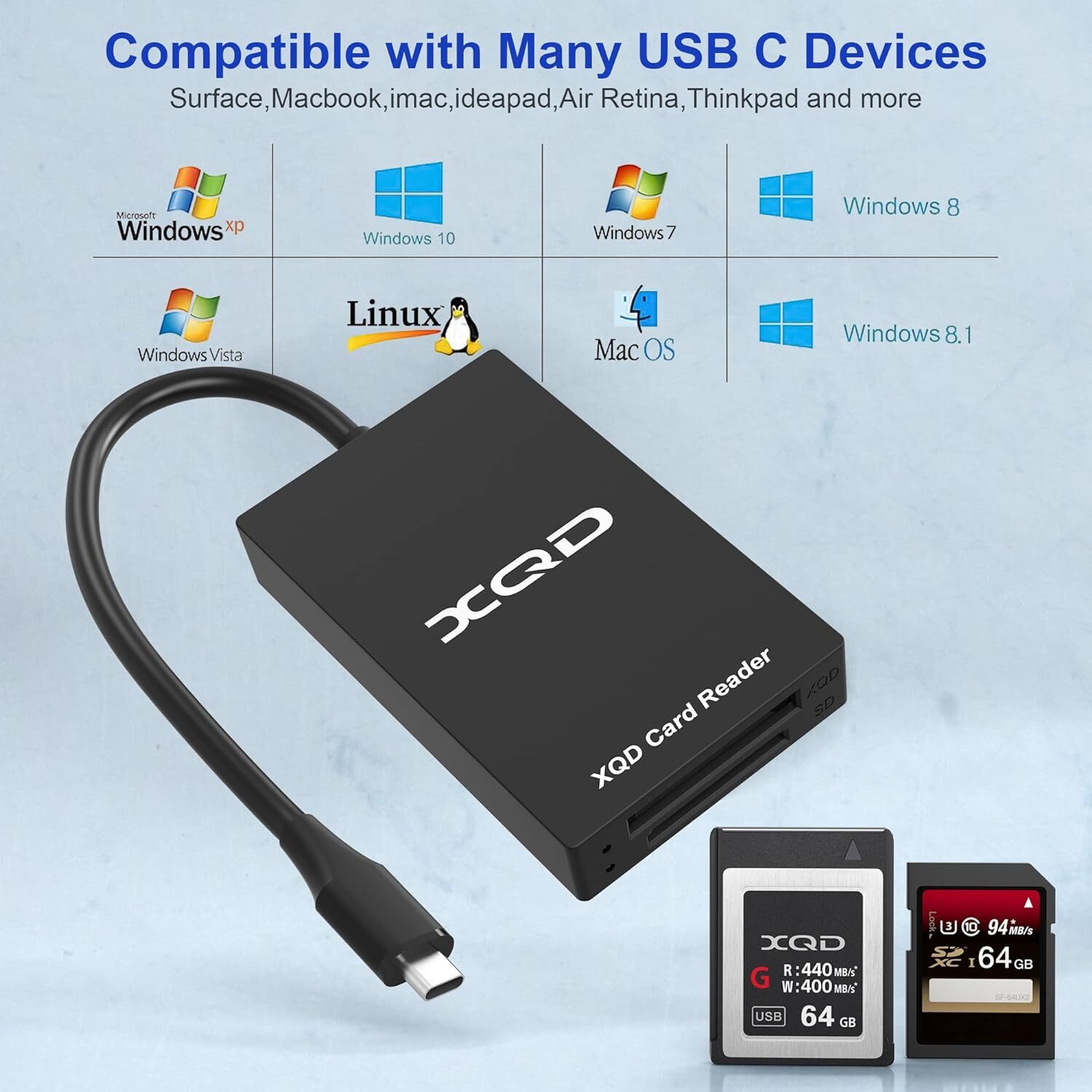 Sony XQD Reader USB 3.0 XQD SD Card 2 in 1 Memory Card Reader 5Gpbs Super Speed