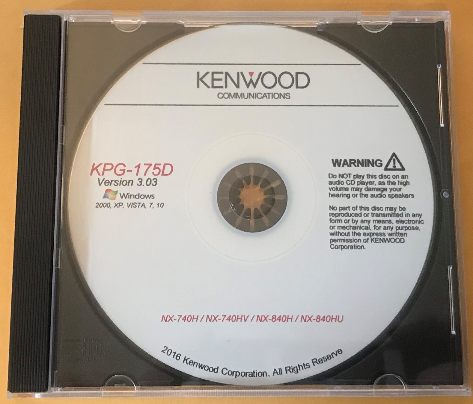 Kenwood KPG-175D Version 3.03 For NX-840H NX-840HU Programming Software Windows