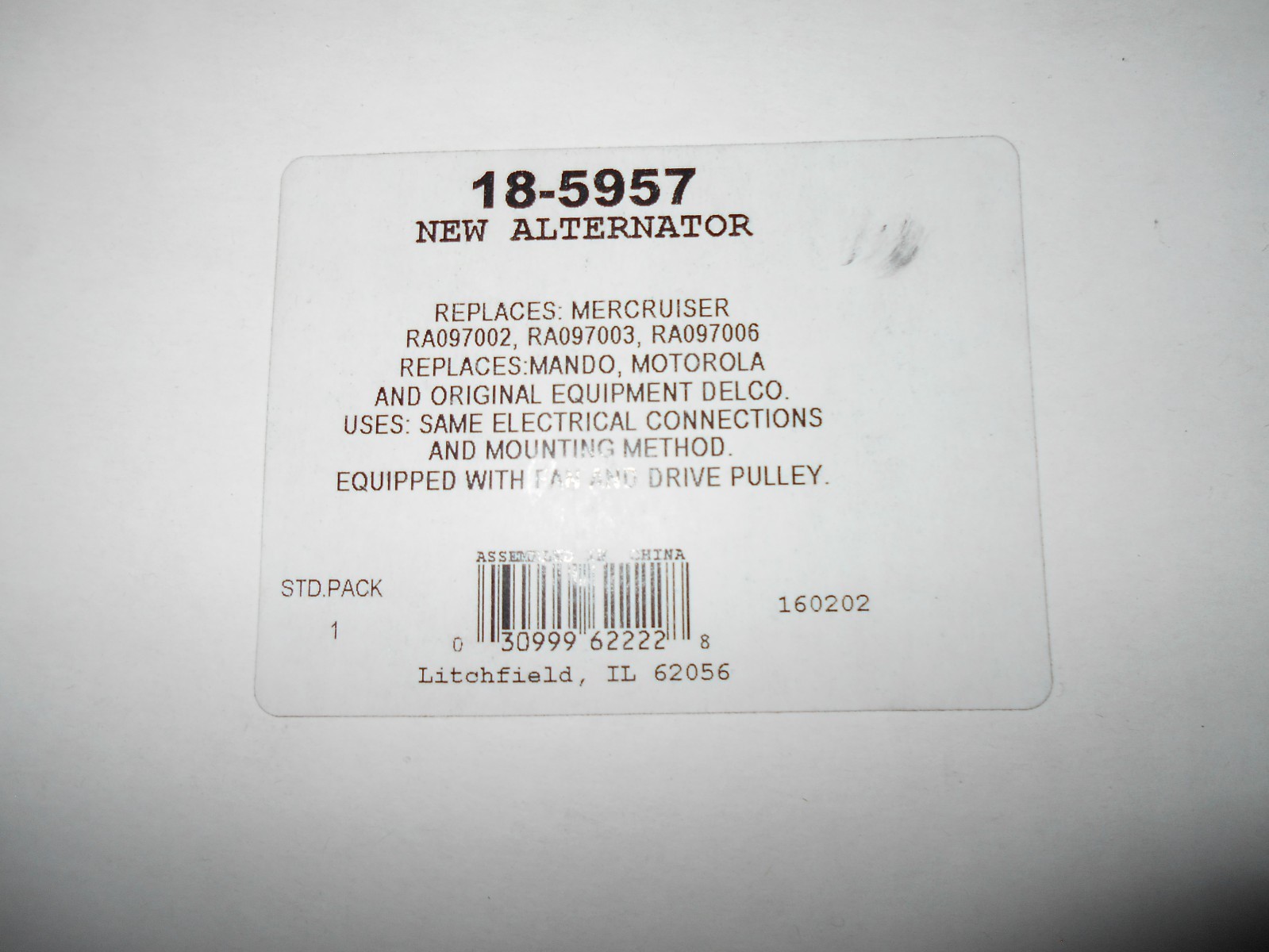 SIERRA MARINE ALTERNATOR 18-5957