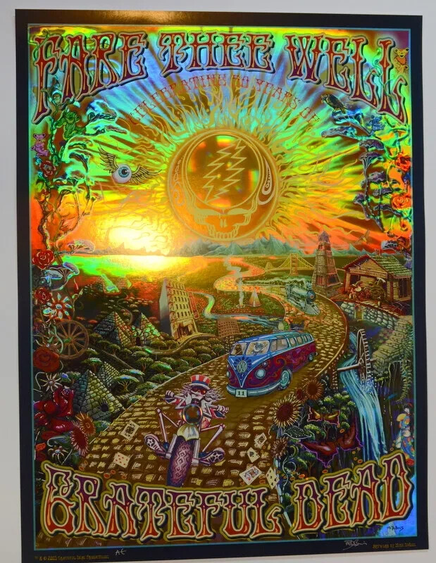 Grateful Dead Poster Mike DuBois Fare Thee Well Foil Hologram Art Golden Road 50