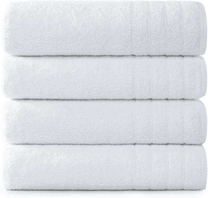White Bath Towels - 2 Pack | 30"x60", 600 GSM Towels for Bathroom Ultra Plush