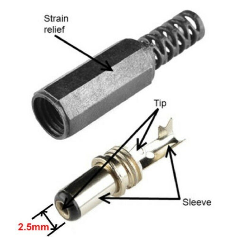 5-Pack 5.5x2.5mm *13 Male Solder DC Power Barrel Tip Plug Straight Connectors