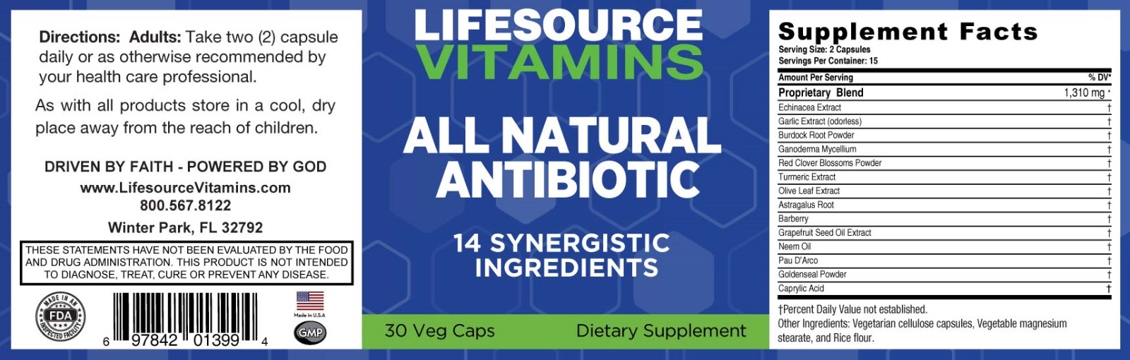 LifeSource Vitamins - Antibiotic Alternative - All Natural & Safe - 30 Caps
