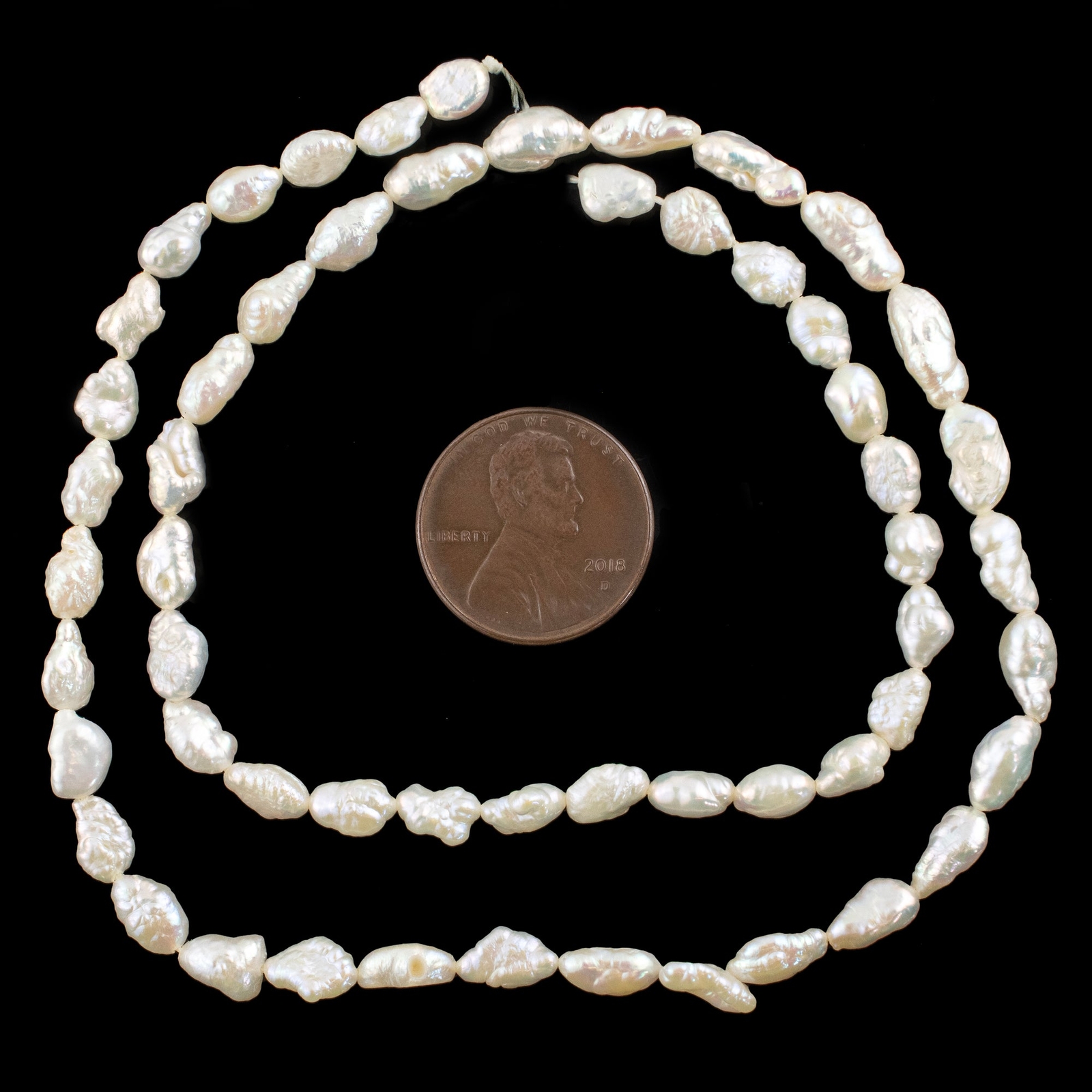 Vintage Japanese Rice Pearl Beads 5mm White Oval 16 Inch Strand
