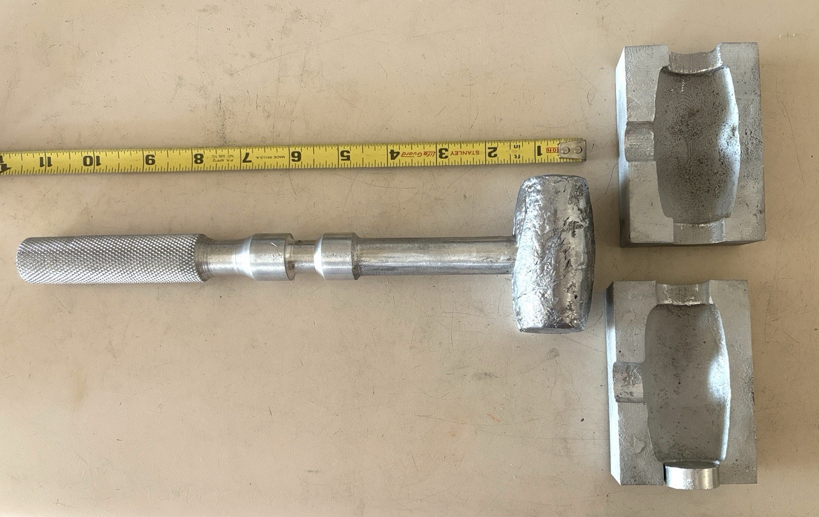 LEAD MOLD #2, CAST YOUR OWN LEAD HAMMERS & 2 lb hammer with handle