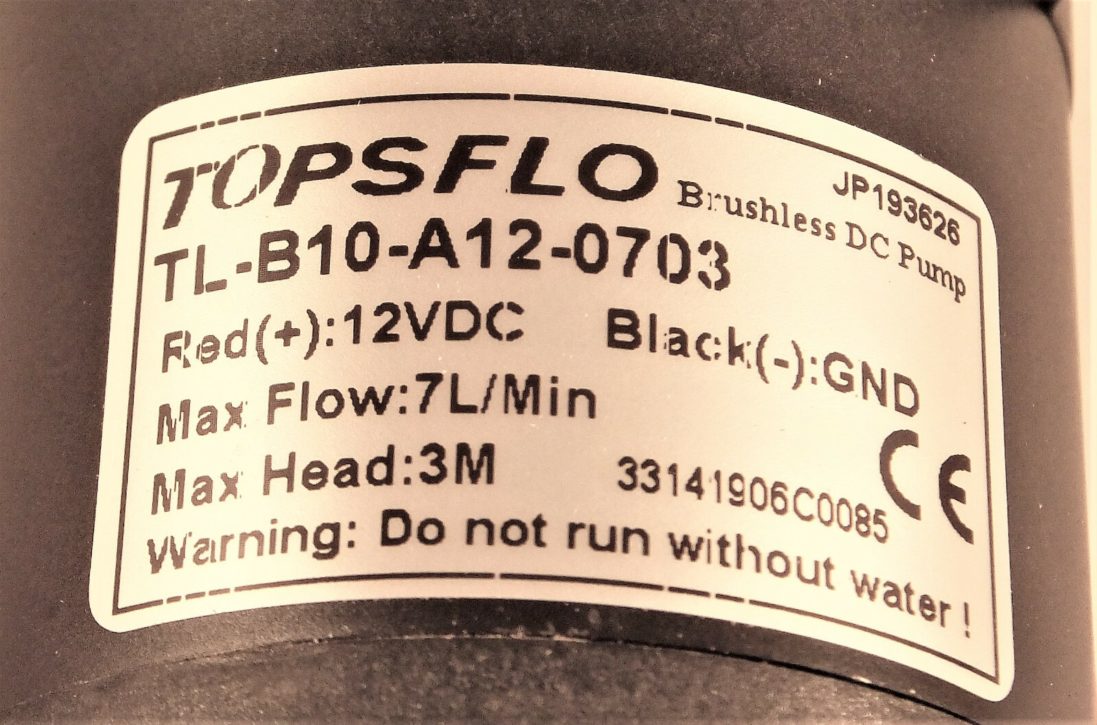 TOPSFLO TL-B10-A12-0703 OR TL-B10/H-A12-0703,12V, 7LMIN, PUMP (FITS PICOBREW)