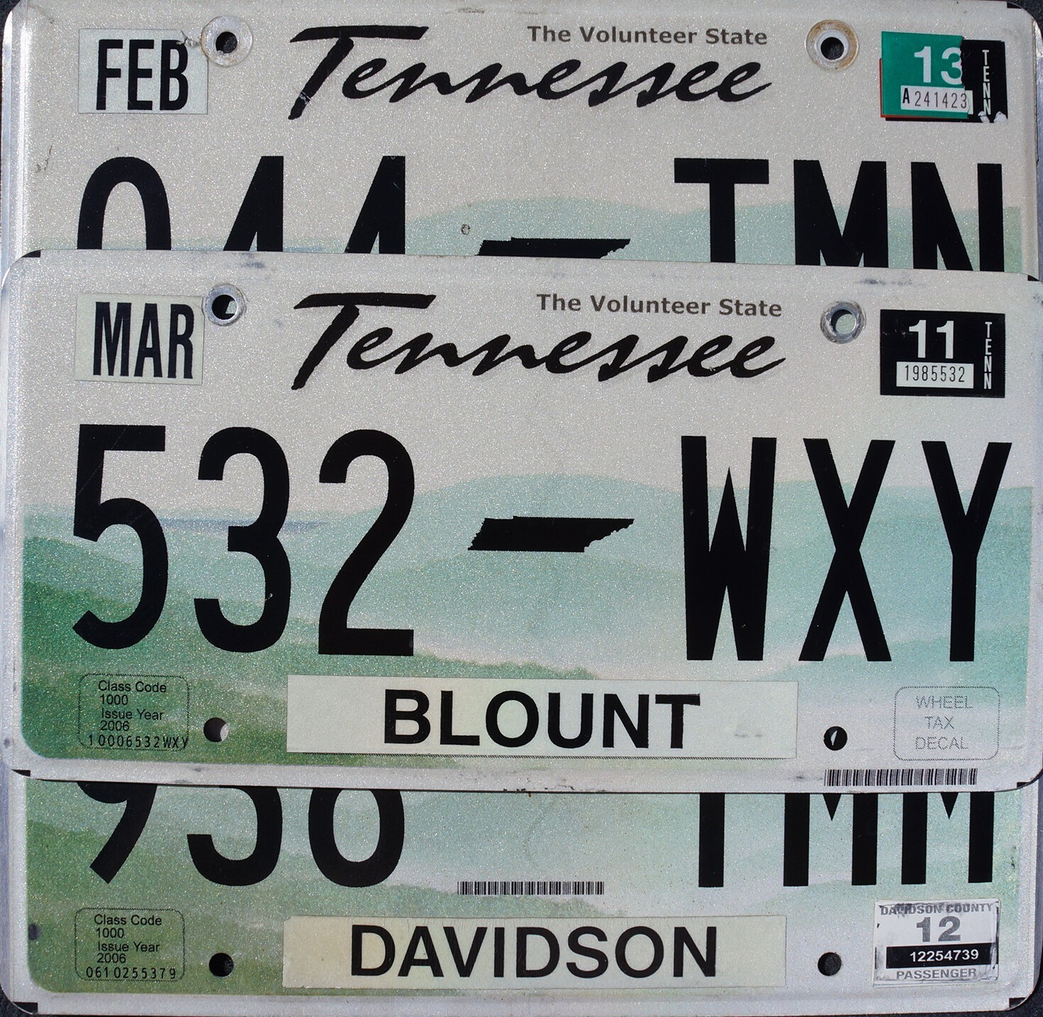 One Random TENNESSEE LICENSE PLATE Rolling Hills Green Flat License Plate Tags