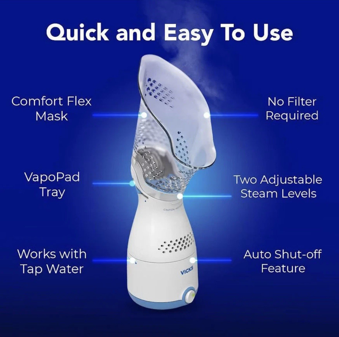 Vicks Personal Steam Inhaler with Variable Steam Control & Soft Mask -