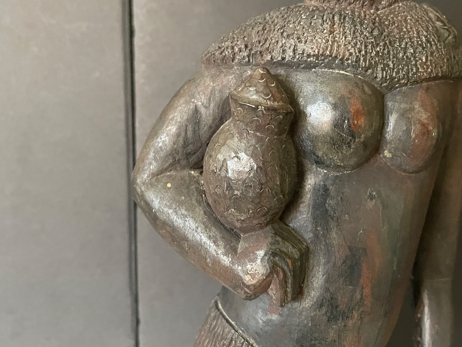 African Nigerian Yoruba large hand carved wood female woman figurine statue 19"