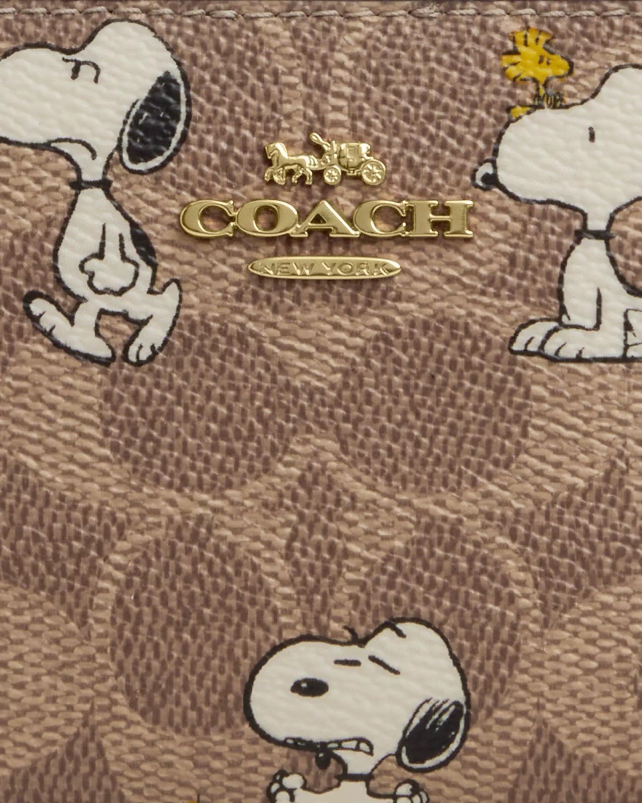 Coach X Peanuts Snap Wallet In Signature Canvas With Snoopy Print CBN32 With Box