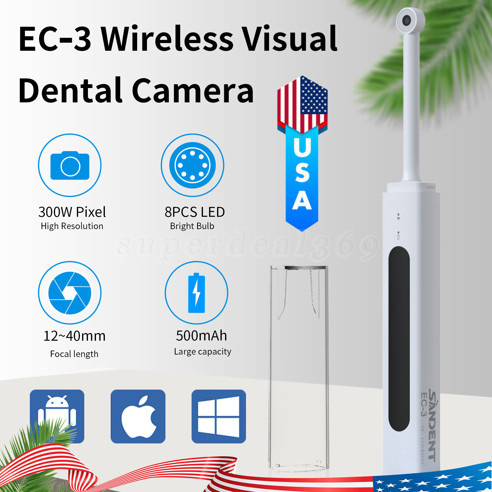 Wireless Oral Dental Intraoral Camera HD 1080p WIFI Endoscope Teeth Mirror ns