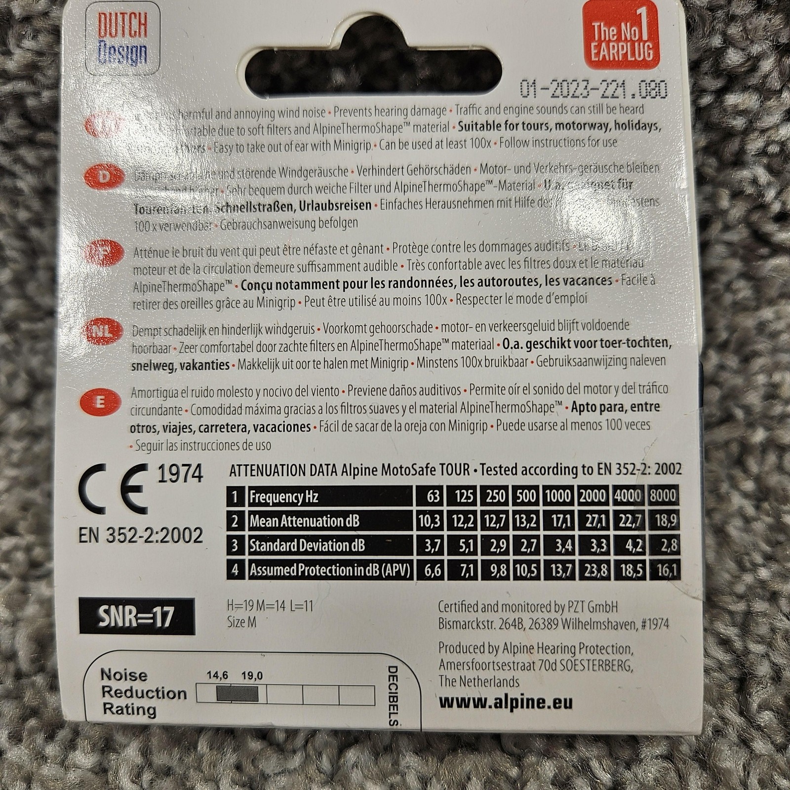 Alpine MotoSafe Tour Ear Plugs Medium White Motorcyclist Free Pouch NEW