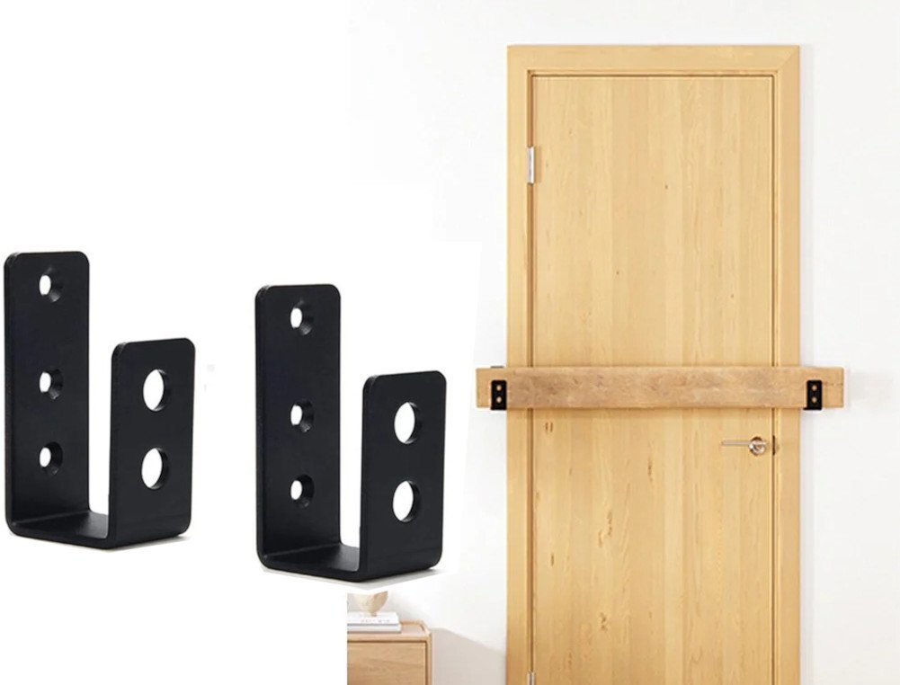 Heavy Duty Door Security Barricade Brackets- 2x4 Door Barricade - Home...