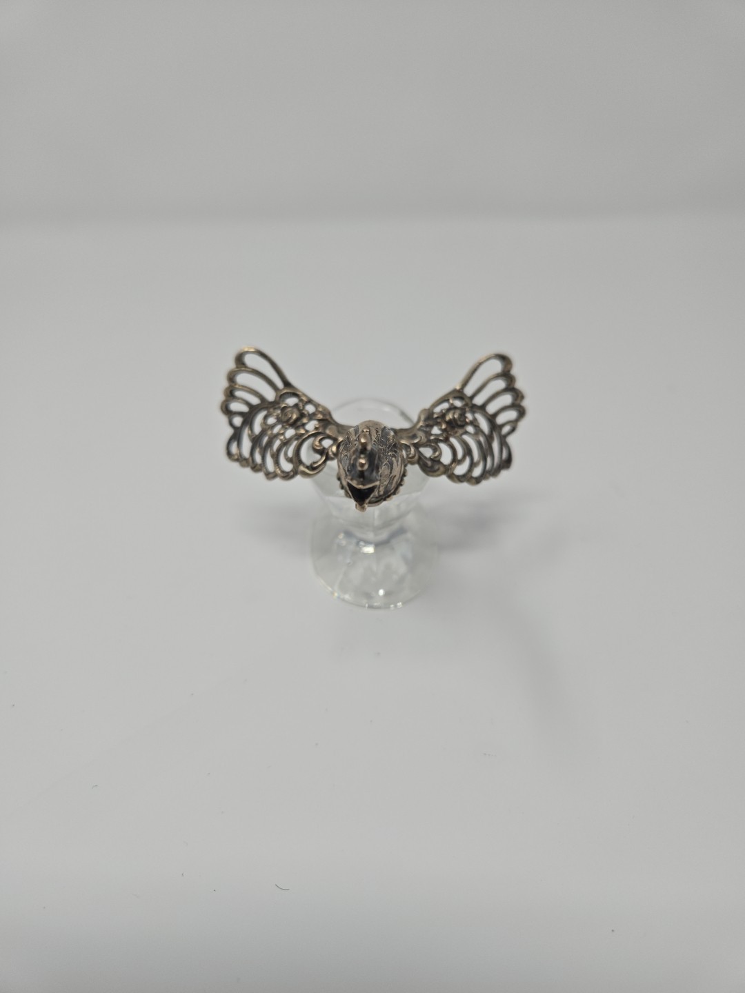 Antique German Sterling Silver 835 Crystal Fighting Rooster Salt Cellars Rare