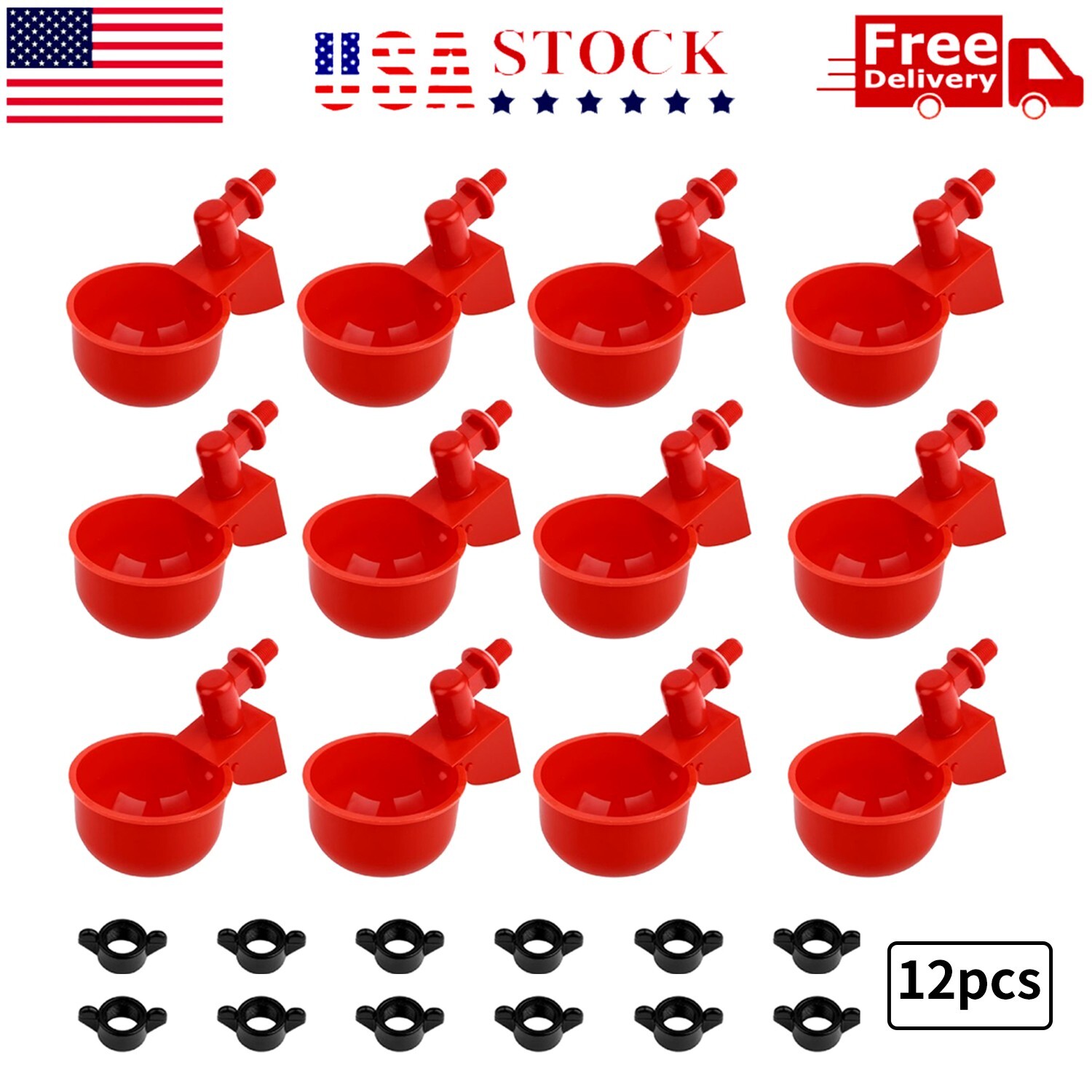 12PCS Chicken Automatic Watering Cups Drinker Waterer for Duck Quail Hen Poultry