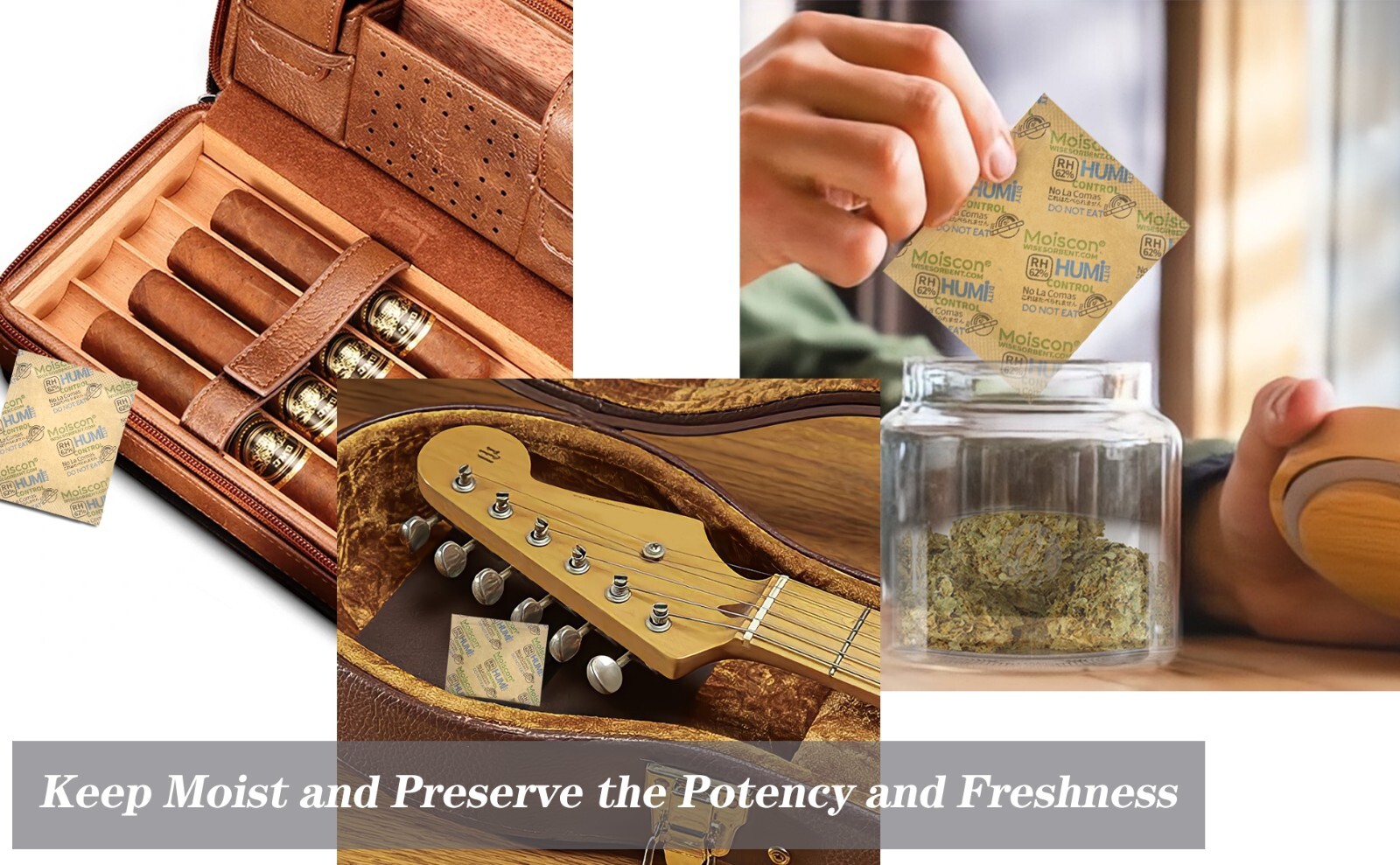 62% RH 8 Gram 2-Way Humidity Control Packs for Storing 1 oz Individually Wrapped