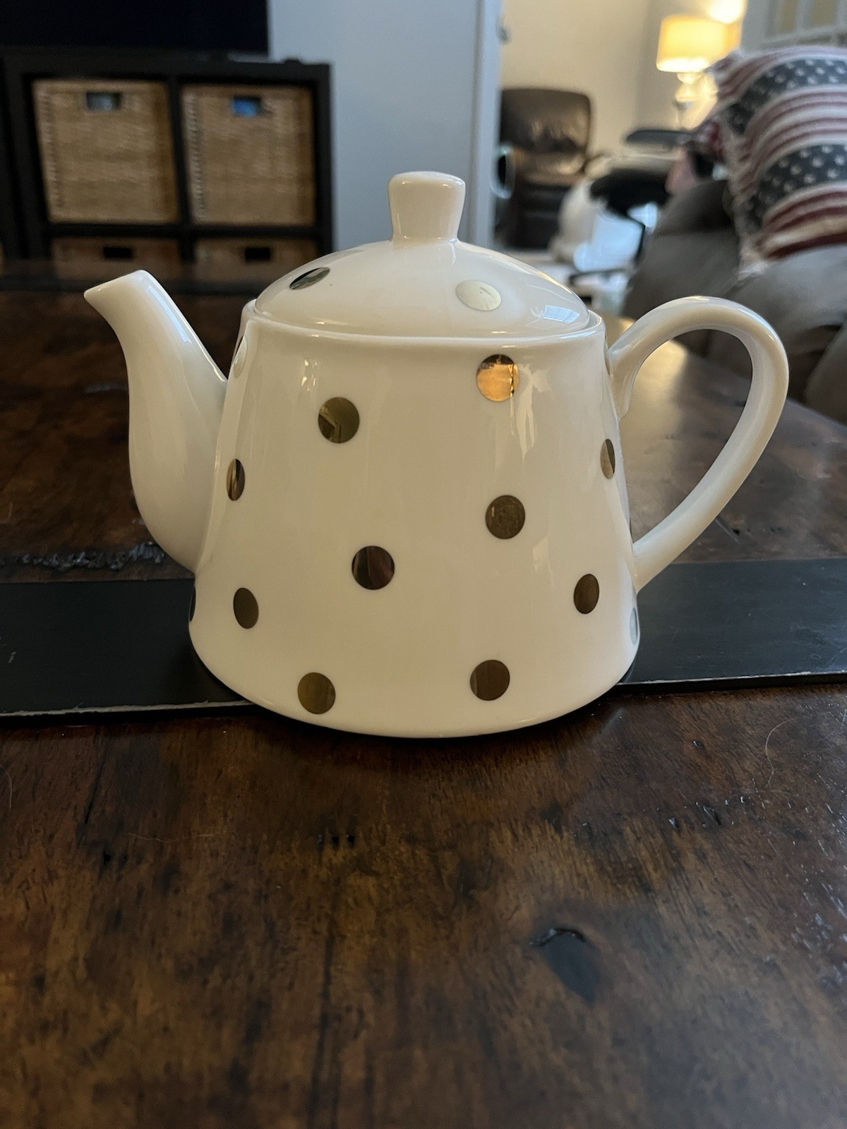 Robert Gordon Goldie Golden Polka Dot Fine Ceramic Teapot