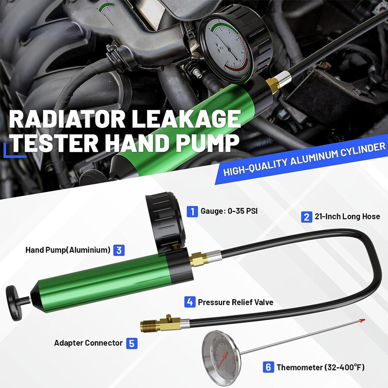 28Pcs Universal Radiator Pressure Tester Vacuum Cooling System Tool Refill Kit