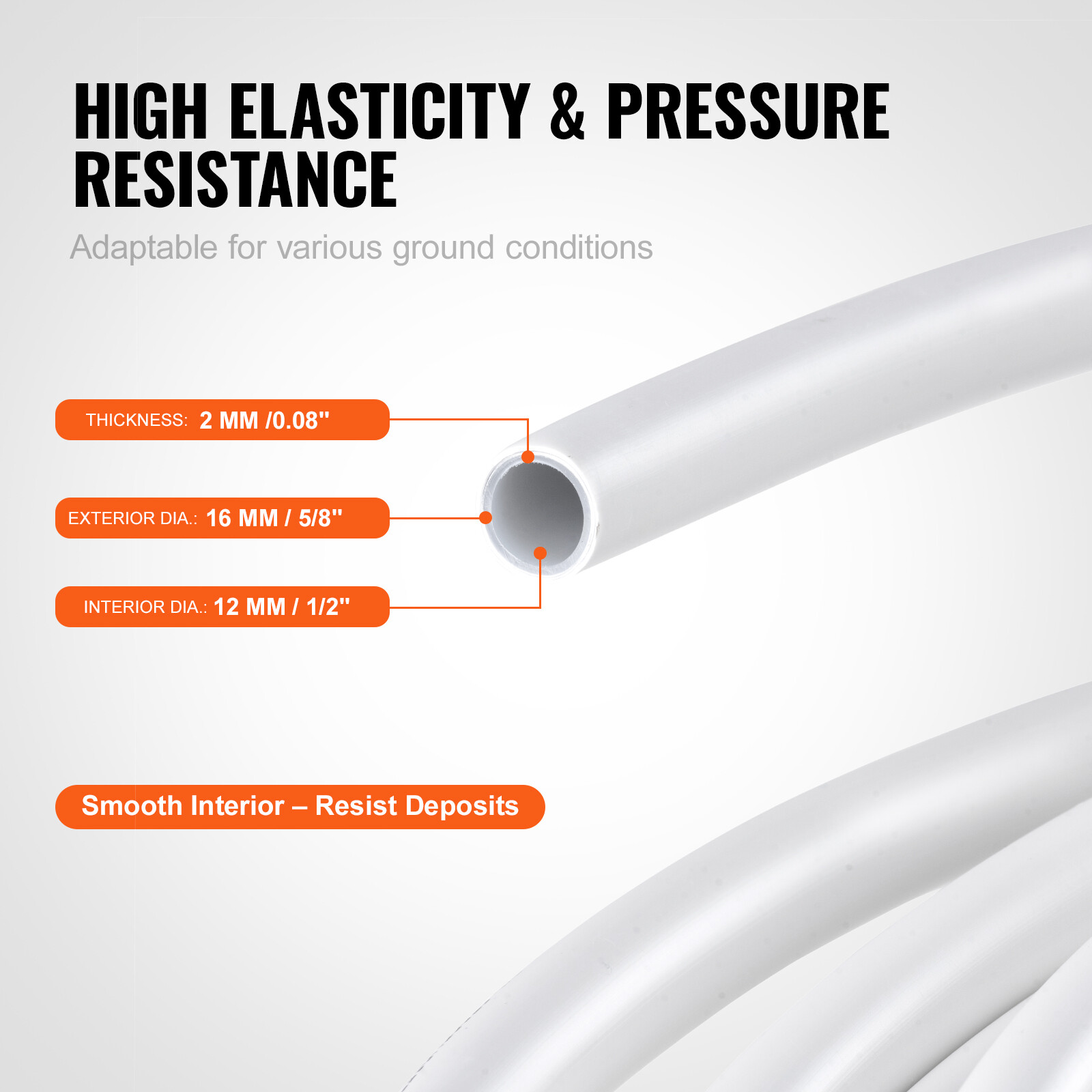 VEVOR 1/2"-656ft PEX-AL-PEX Tubing Oxygen Barrier 200M Pipe for Heating Plumbing