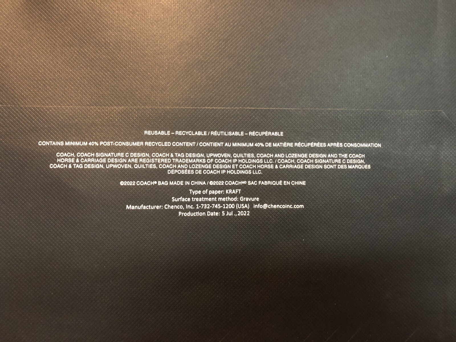 Coach Shopping Bag Reusable LOT OF 2! 16x13x6 Black with silver design logo!