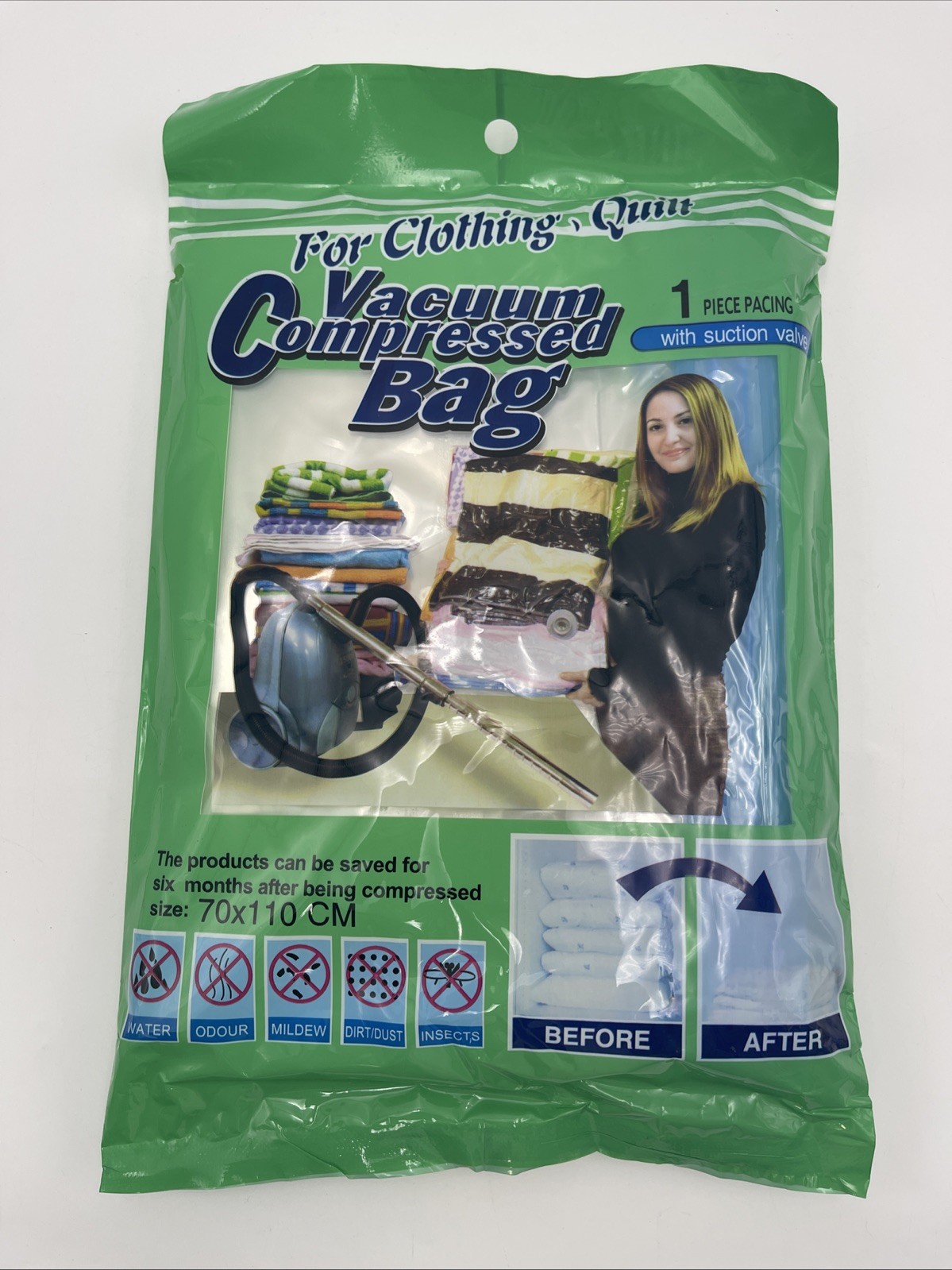 Vacuum Pressed Jumbo Bag (1) Space Saver Seal Clear Compression Bag Organizer