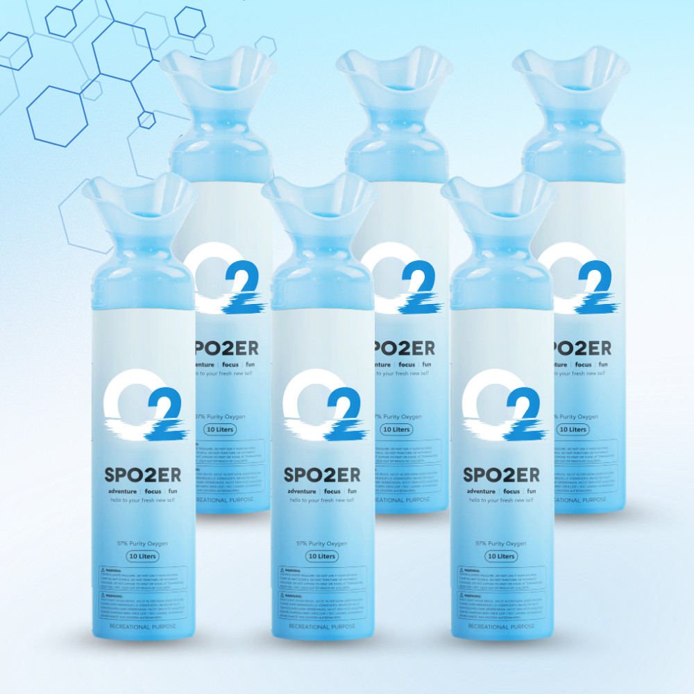 Spozer Oxygen Canned Oxygen Can Bottle with Mouthpiece, Odorless (6 Pack)