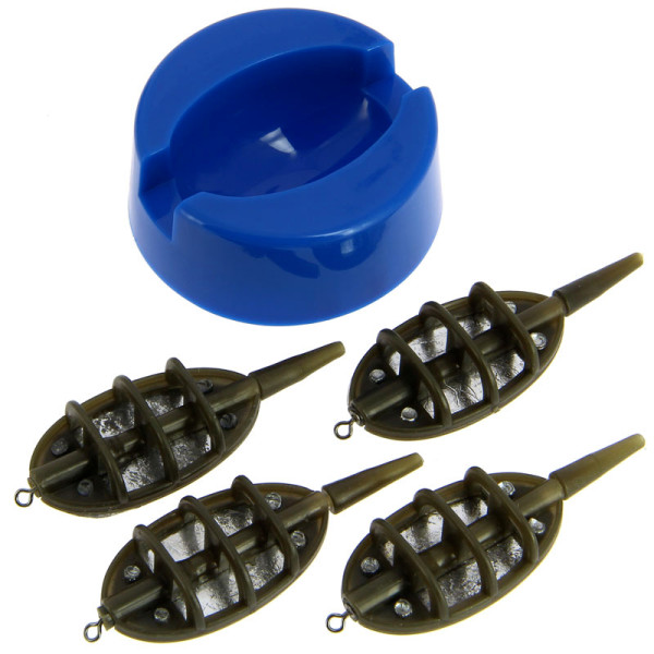 4 x NGT Inline method feeders- Mixed 15g 20g 25g 30g feeders + soft mould.