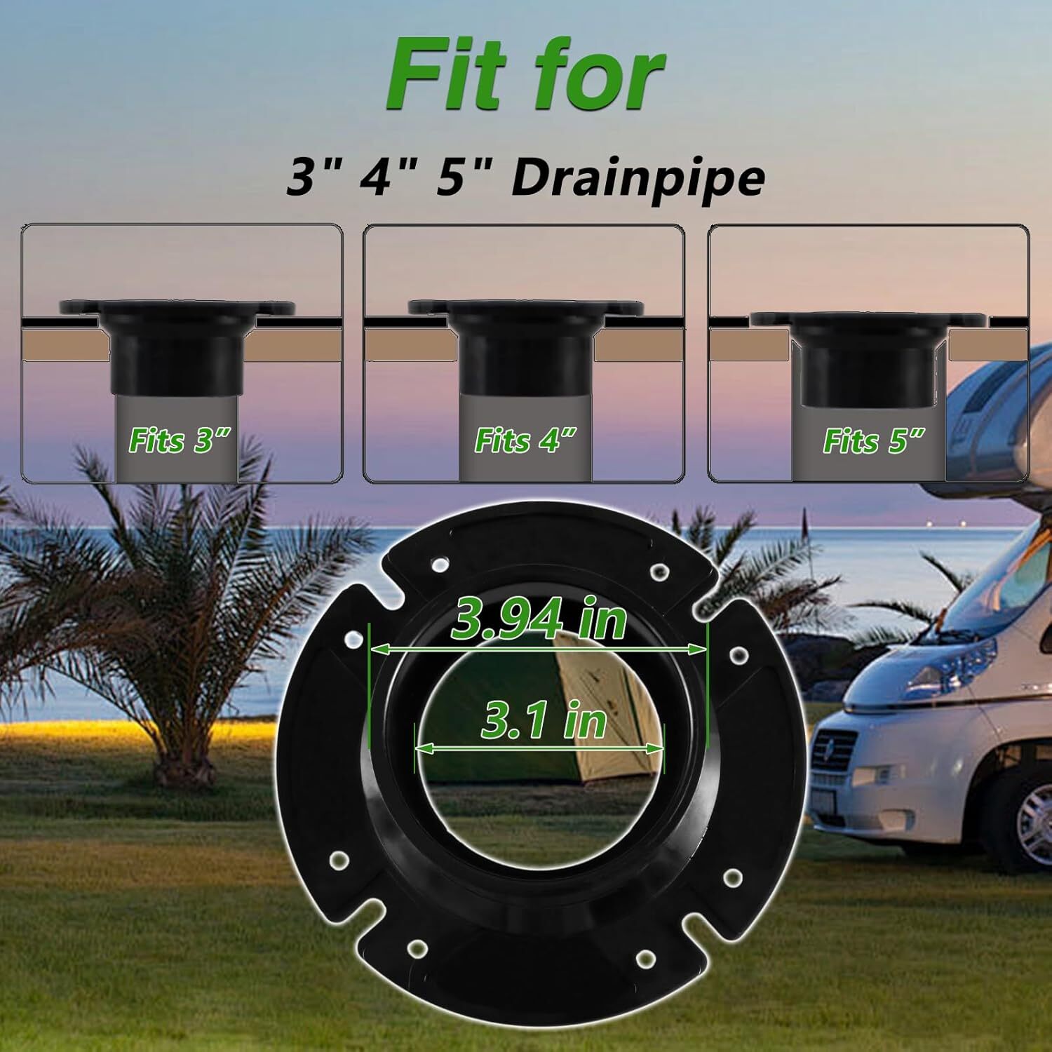 3" Socket Floor Flange RV Toilet Flange for Gravity Discharge Toilets