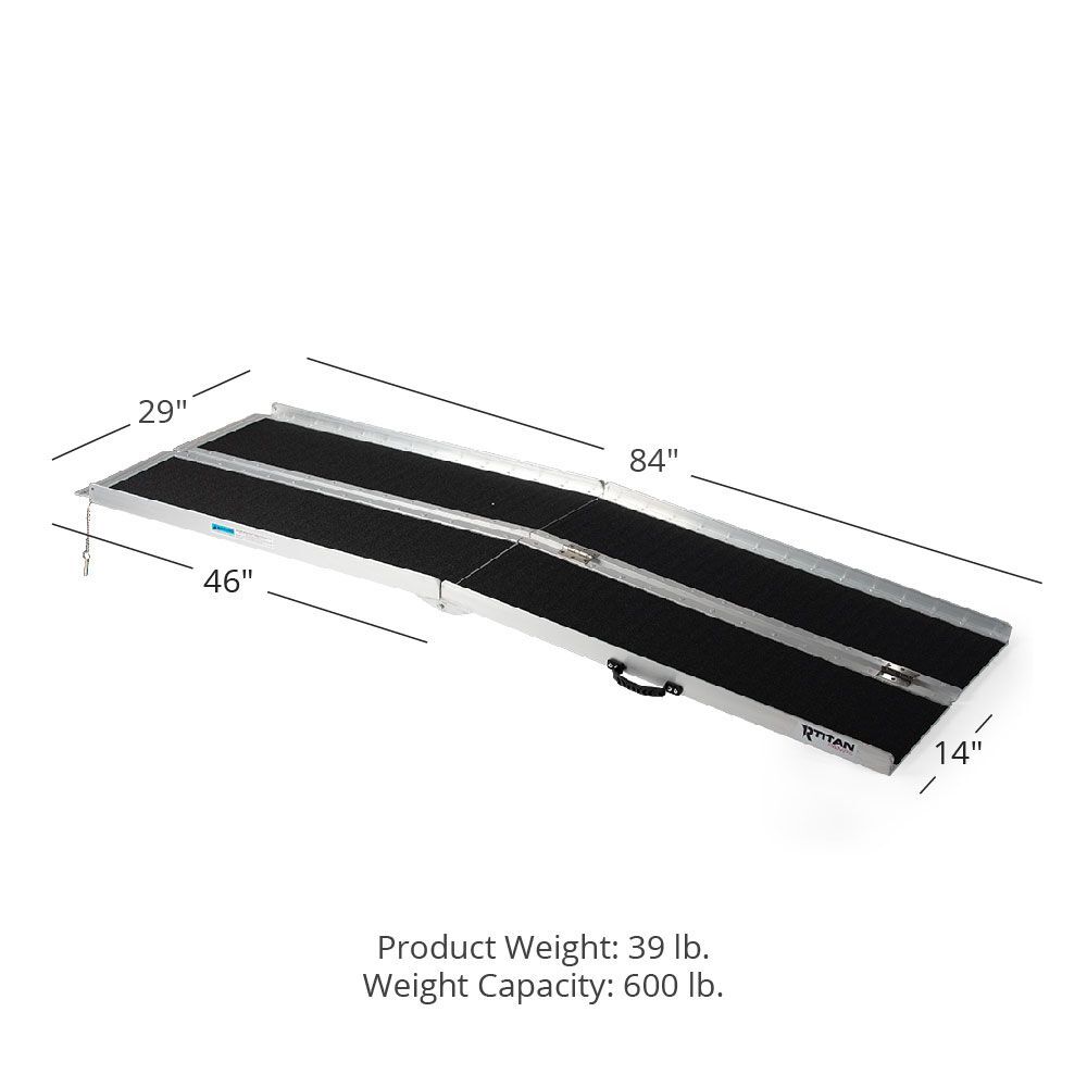 Titan Ramps 7' Multi-Fold Aluminum Wheelchair Ramp - 600 lb. Capacity